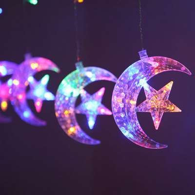 138led multi-color Eid decor light windows curtain string light led ramadan for home holiday party