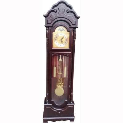 Antique Large German copper pendulum movement wooden floor standing grandfather clock