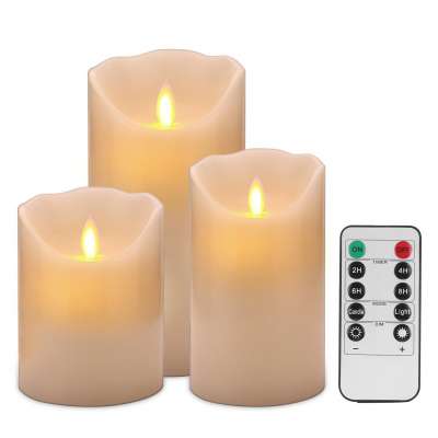 Warm White Flameless Candles Battery Operated Pillar Real Wax Flickering Electric LED Candle for Gift