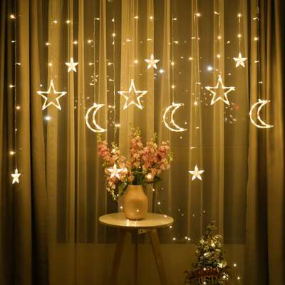 3.5M 138led moon star icicle led curtain light ramadan light string for Wedding home party Ramadan decoration