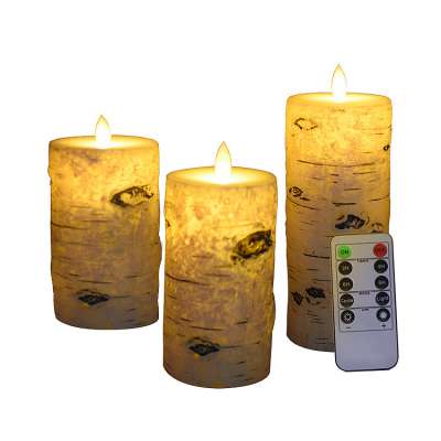 Wholesale Price AAA Battery Operated Pillar Real Wax RGB Warm Color Flickering Moving Flameless Set candle holder for home decor